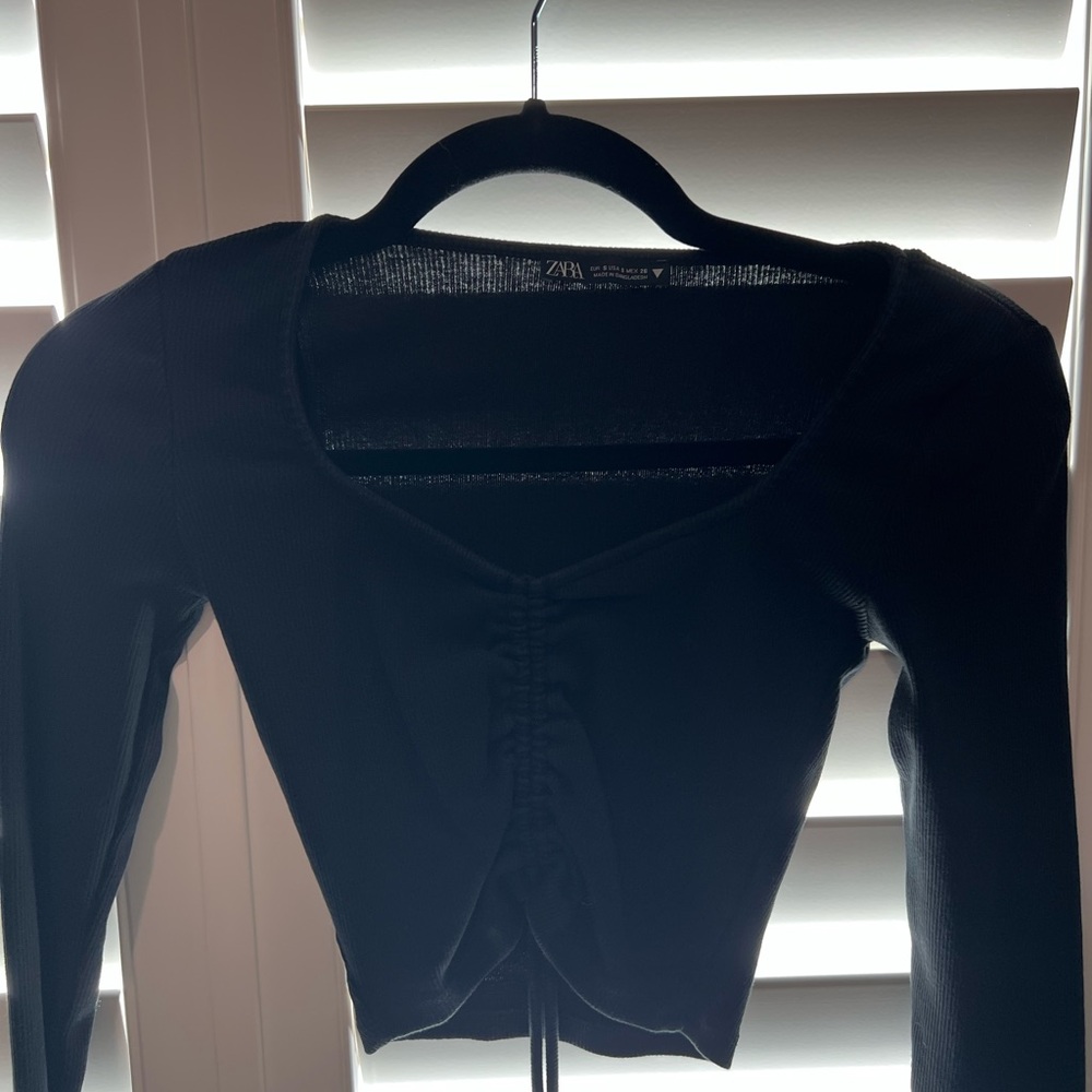 Zara Black Ruched Women's Crop Top